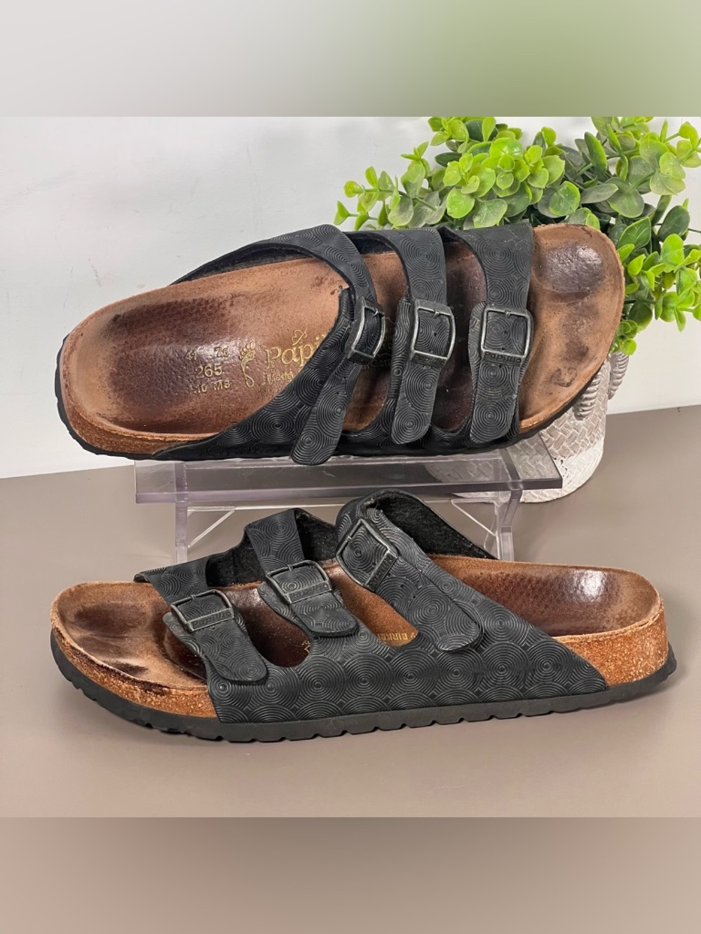 Birkenstock Florida Papillio Black 3 Straps Sandals Size 41